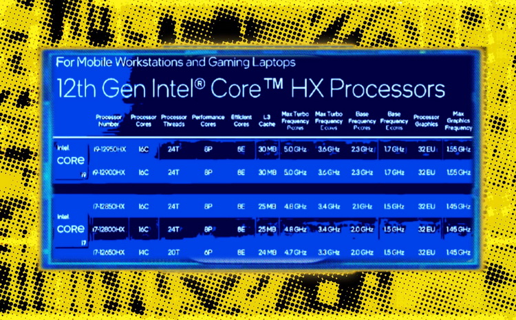 Spécifications mobiles Intel Alder Lake-HX - jusqu'à 16 cœurs jusqu'à 5 GHz