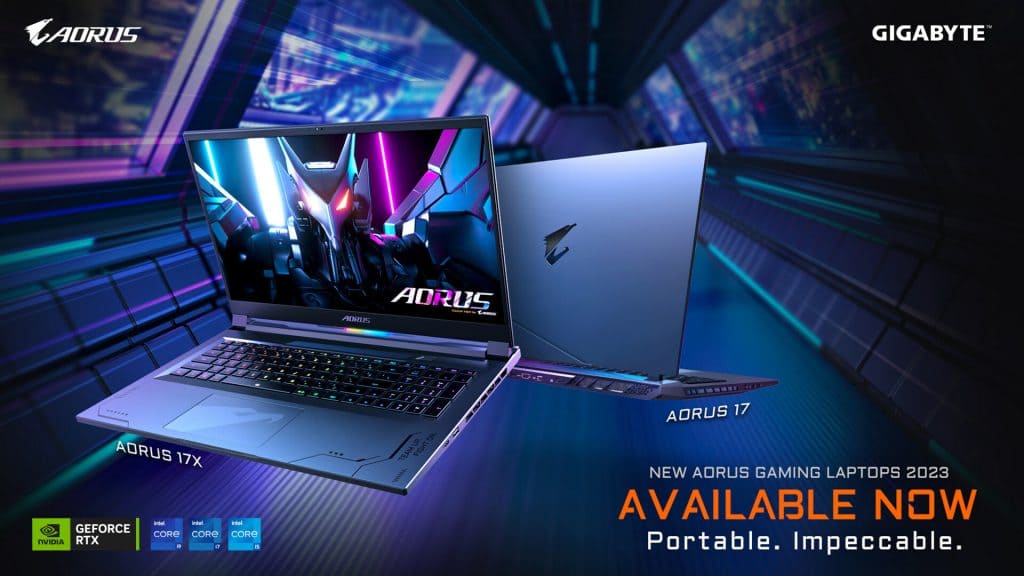 RTX 4070搭載のGigabyte AORUS 15と17ゲーミングノートPCが店頭に並ぶ