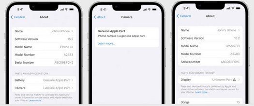 IOS 15.2 proposera la détection des pièces non originales de l'iPhone