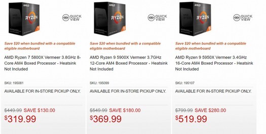 AMD Ryzen 9 5950X erreicht Rekordtiefs in den USA und Europa
