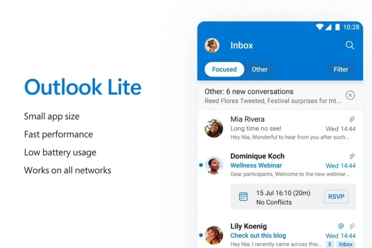 Microsoft ha introdotto Outlook Lite per Android