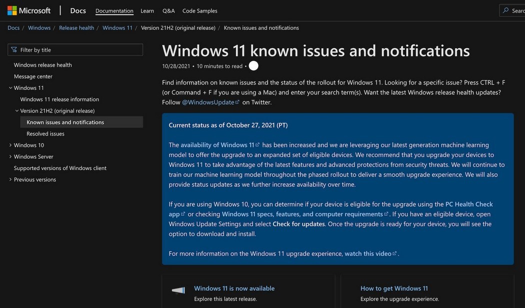 Microsoft a étendu la disponibilité de Windows 11