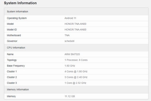 Lo smartphone Honor 60 Pro appare in GeekBench con 12 GB di RAM