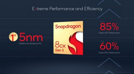 Qualcomm lança plataforma Snapdragon 8cx Gen 3 para laptops 5G