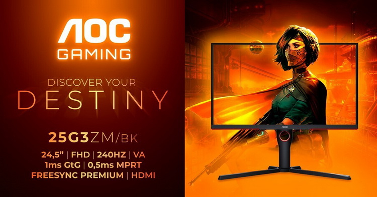 AOC, 240Hz 재생률의 25G3ZM/BK 게이밍 모니터 출시
