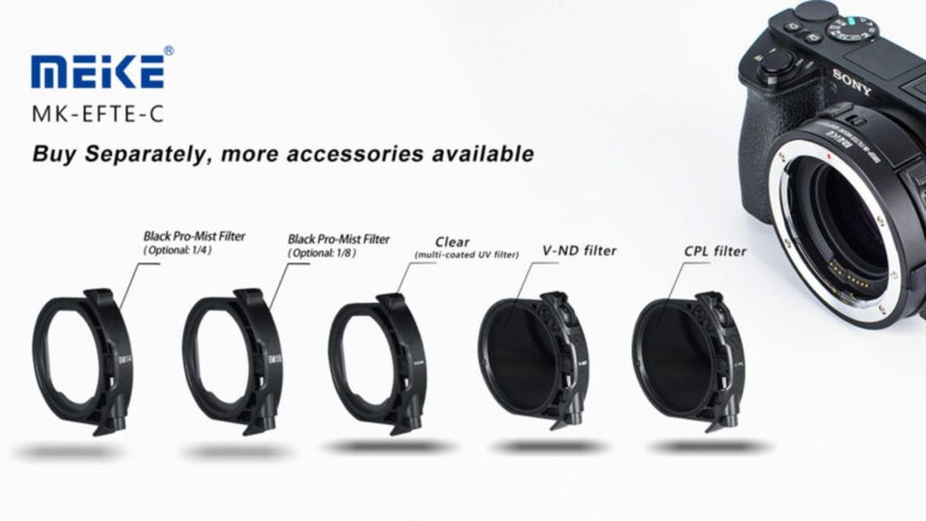 ソニーEのキヤノンEF用フィルター付きのMeike MK-EFTE-Cアダプターがリリースされました
