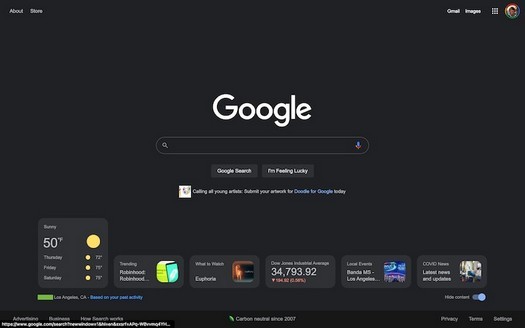 La home page del motore di ricerca di Google sta testando i widget