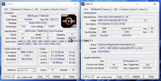 Processador Ryzen 7 5800X3D com overclock para quase 4,9 GHz