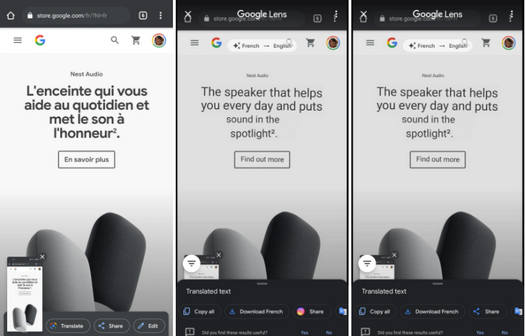 Google Lens peut désormais traduire automatiquement les textes dans les captures d'écran