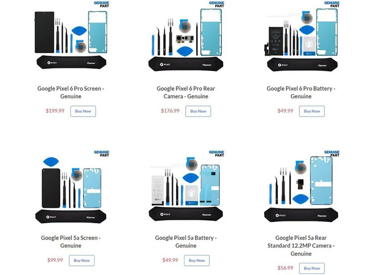 iFixit a commencé à vendre des pièces détachées d'origine pour les smartphones Google Pixel