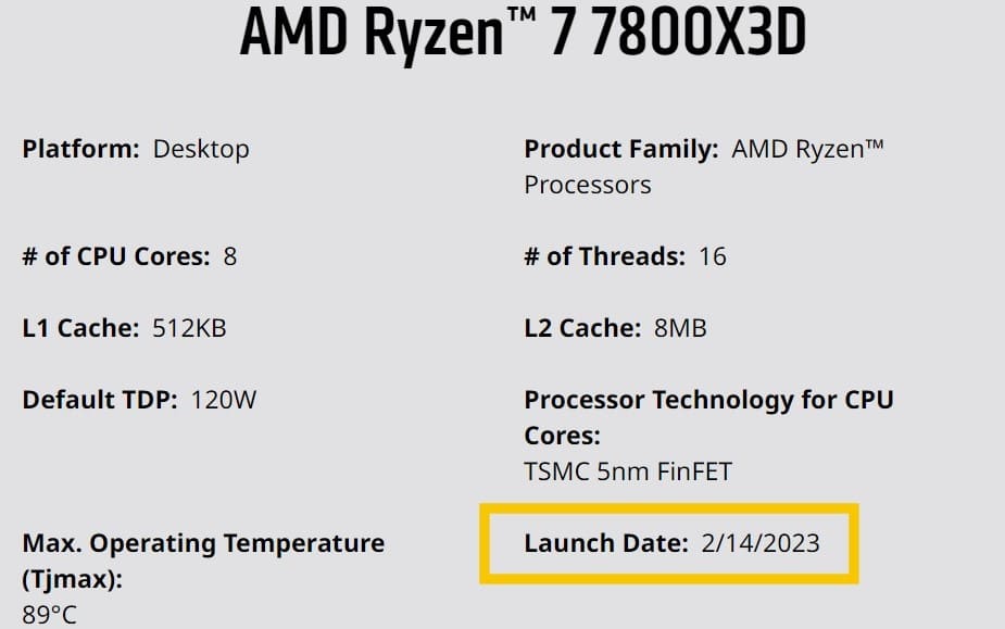 AMD Ryzen 7000X3D potrebbe essere rilasciato il 14 febbraio