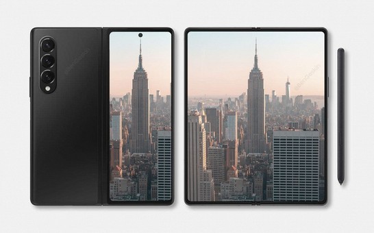 Samsung Galaxy Z Fold 3 montré sur le rendu