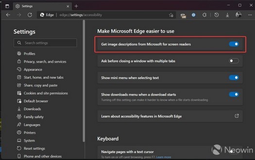 Microsoft Edge 브라우저는 이미지 설명을 자동으로 생성하고 음성으로 설명하는 방법을 배웠습니다.