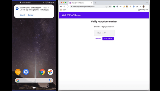 Chrome 93은 스마트폰에서 일회용 SMS 비밀번호를 읽고 브라우저의 데스크톱 버전으로 전송할 수 있습니다.